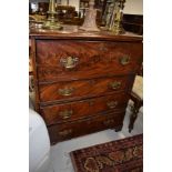 An 18th century secretaire and chest of three graduated drawers with internal desk drawers and later