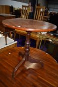 A 19th Century part mahogany pedestal table having later circular top, approx diameter 66cm