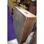 A large pine underbed style storage chest having interesting treen casters, dimensions approx.W125