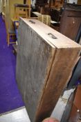 A large pine underbed style storage chest having interesting treen casters, dimensions approx.W125