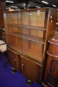 An early to mid 20th Century oak and ply bookcase, width approx. 91cm