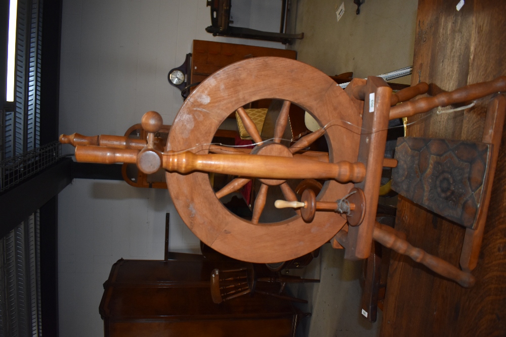 A traditional spinning wheel