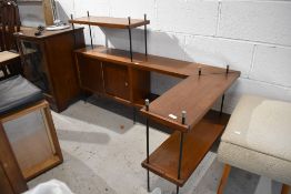 A late 60s modular shelf unit, back stamped Japan , width approx. 130cm, Depth 70cm