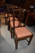 A set of four nice quality oak early 20th Century period style dining chairs