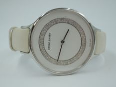 A lady's quartz wrist watch by Georg Jensen, model Barth, no: 004552 having diamond decoration, to