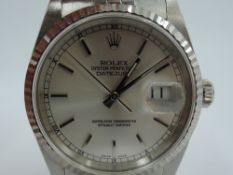 A gent's stainless steel Rolex Oyster Perpetual Datejust automatic wrist watch, circa 1989/90 having