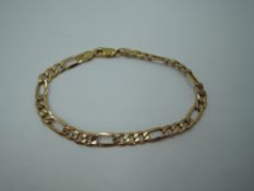 A 9ct gold figaro chain bracelet, approx 3.1g