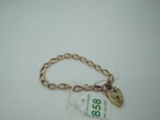 A 9ct rose gold open link bracelet having padlock clasp, approx 12.3g