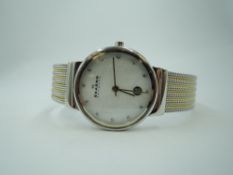 A lady's Skagen quartz wrist watch model no: 355SSGS having a diamante dot dial with date aperture