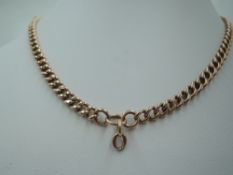 A 9ct rose gold curb link watch chain, approx 18'& 26.8g