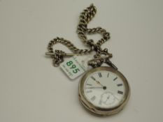 A continental silver key wound pocket watch having Roman numeral dial with subsidiary seconds on a