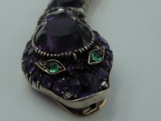 An early 20th Century Serpent collarette necklace having graduated amethyst set articulated links