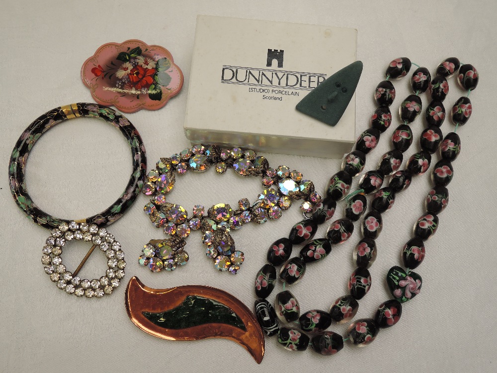 A selection of costume jewellery including an Artisan copper brooch by Sidney Beddall of - Image 2 of 2