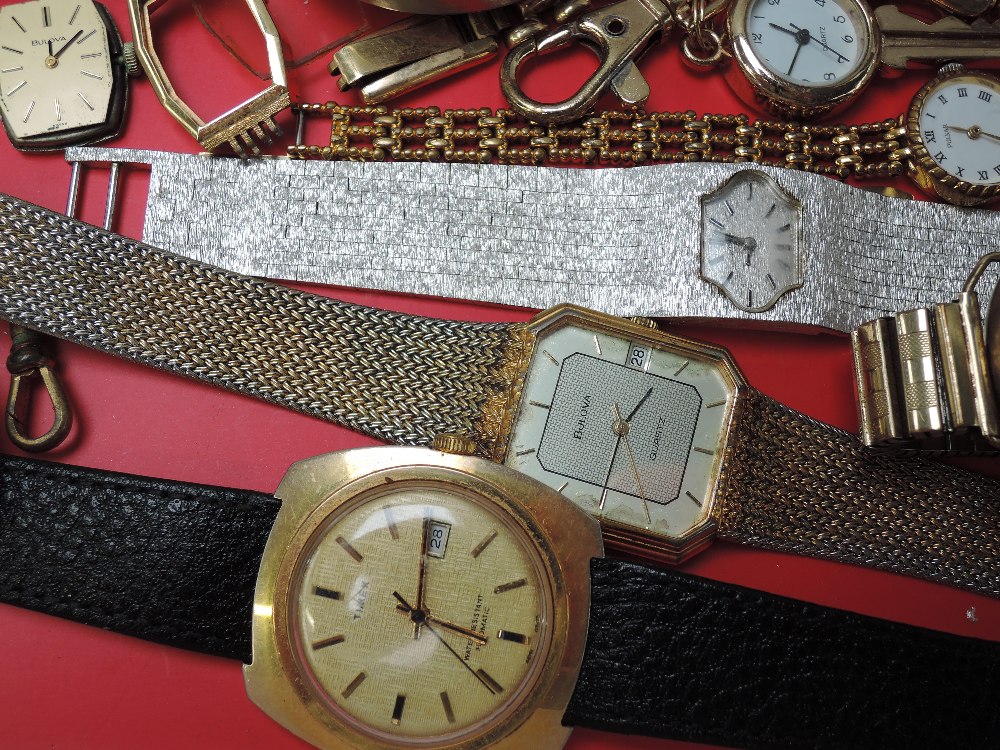 A small selection of wrist watches and a pocket watch including Pulsar, Ingersoll, Timex, Bulova - Image 2 of 2