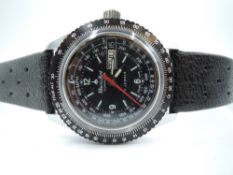 A gent's Chronosport computer wrist watch having multiple dials to black face with altitude bezel in