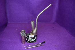 An antique late Victorian Chinese opium smokers pipe having cloisonne floral decorated body with