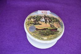 An antique Pratt ware lidded pot having Pegwell bay/ Belle vue scene.