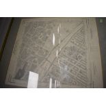 A framed and glazed 1954 Ordnance survey map of Glasgow and river Clyde interest,plan NS 5964.