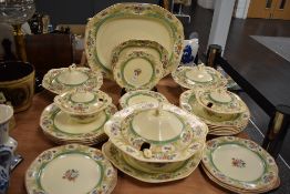 An extensive collection of art deco Adderleys dinner service (1926-1949) having cream ground with