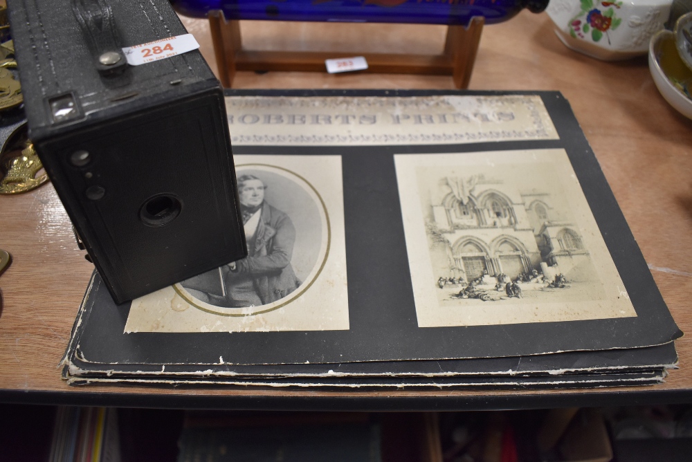 Two files of Roberts prints and a No2A Brownie camera.