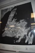 A framed and glazed satellite image of Canada.