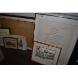 A selection of various prints and original art work including Map of Java architectural and family