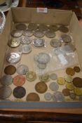 A selection of collectable coins currency and money including silver crowns and Victorian penny