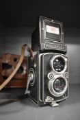 A Rolleiflex reflex camera by Franke & Heidecke with Campur- Rapid shutter in original leather