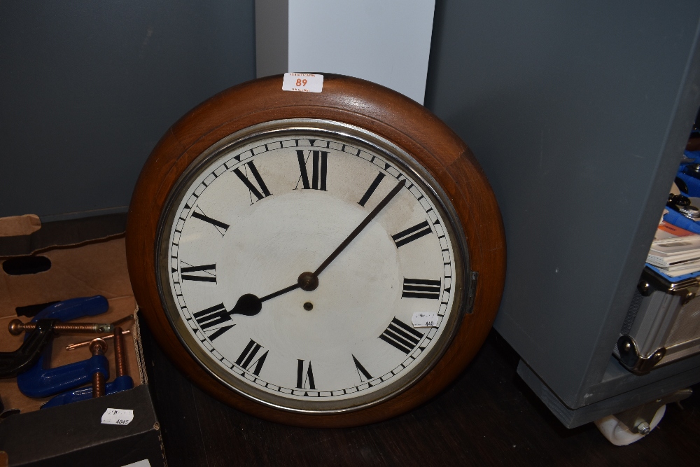 An Edwardian wall mounted station school or municipal style fusee clock