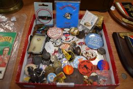A selection of various enamel and pin badges also military buttons