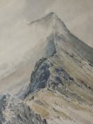 A watercolour, E Greig Hall, Striding Edge, attributed verso, 37 x 27cm, plus frame and glazed