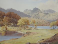 A watercolour, Geoffrey H Pooley, Lakeland landscape, signed, 33 x 49cm, plus frame and glazed