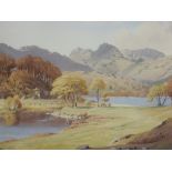A watercolour, Geoffrey H Pooley, Lakeland landscape, signed, 33 x 49cm, plus frame and glazed