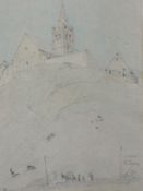 Two sketches, pencil, watercolour and crayon, J Hubert Worthington, La Grave, signed and dated (19)