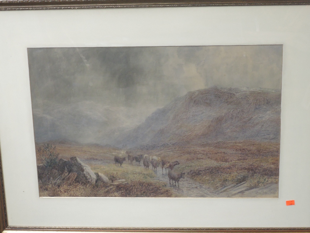 A watercolour, Sam Pride, Across the Fells, signed and attributed verso, 48 x 74cm, plus frame and - Image 2 of 2