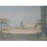 A watercolour, J Hubert Worthington, Vitterbo terrace, initialled, and dated (19)22, 23 x 35cm, plus