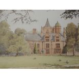 A watercolour, N J Hepworth, Holker Hall, signed and attributed verso, 35 x 50cm, plus frame and