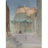 A watercolour, James Mackay, Edinburgh Castle and Grassmarket, signed and dated (19)98, 30 x 25cm,