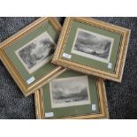 Three engravings, Lakes interest, inc Stickle Tarn, 12 x 17cm, plus frame and glazed