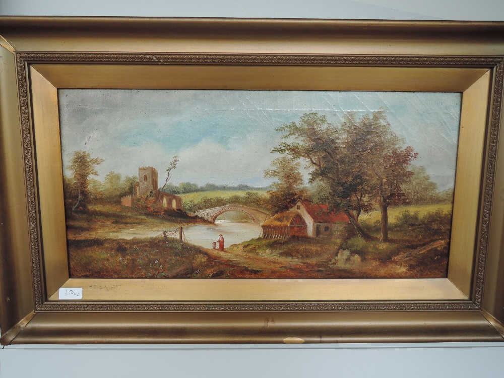 A pair of oil paintings, rural landscapes, 28 x 59cm, plus frame - Image 2 of 2