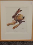 A Ltd Ed print, after M A Rogers, Top Speed, hare study, signed and numbered 265/500, 30 x 26cm,