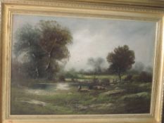 An oil painting, rural landscape, early C20th, 50 x 75cm, plus frame