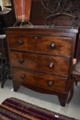 A 19th Century mahogany chest of three drawers, of small proportions, width approx. 72cm, middle