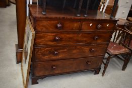 A good quality early 19th Century mahogany chest of two over three drawers, cockbeaded with later