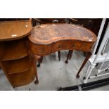 An early to mid 20th Century walnut kidney shaped dressing or side table, on cabriole legs, small
