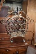 A modern metal and rattan effect wine rack