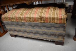 A C19th upholstered pine blanket box