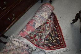 A large antique hand woven carpet square or room run approx 270 x 350 cm