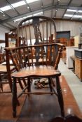A 19th Century ash windsor style chair having H stretcher