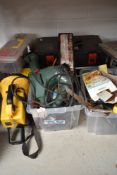 A selection of various hand tools for DIY and building including clamps saws etc